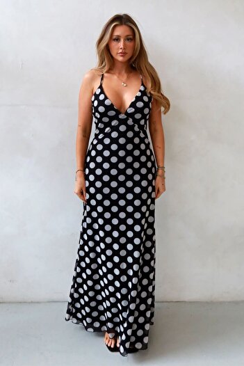 Hiccup Audrey Polka Dot V-Neck Maxi Dress