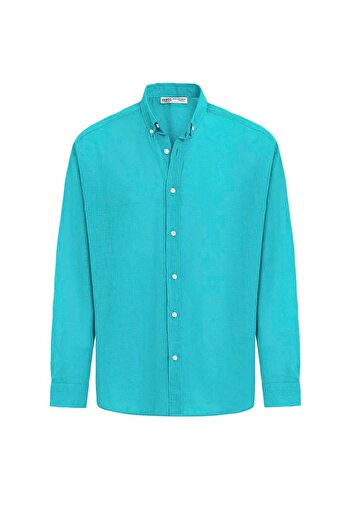 VAMOSCLO Basic Oversize Cotton Linen Shirt Light Turquoise