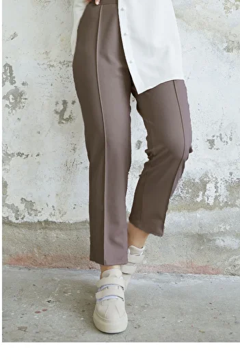 InStyle Waist Zippered Grass Pants - Milky Brown