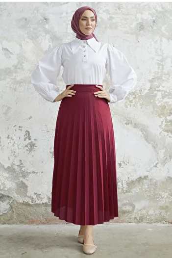 InStyle Luisa Buy Rubber Pleated Skirt - Red