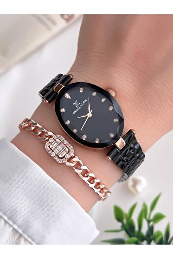 Daniel Klein Steel Cord 3 Atm Water Resistant Special Design Women Wrist Watch+Bracelet Vs.Blkt.0437