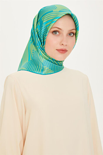 Armine Geometric Pattern Sura Pure Silk Scarf - 8834D (S)- 12