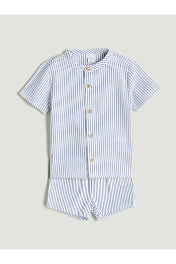 LC Waikiki Lcw Baby Short Sleeve Striped Shirt and Shorts 2-Pack