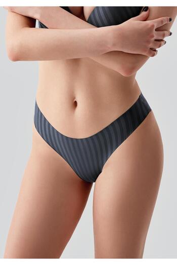C&City Laser Cut Seamless Slip Panties C19213 Anthracite