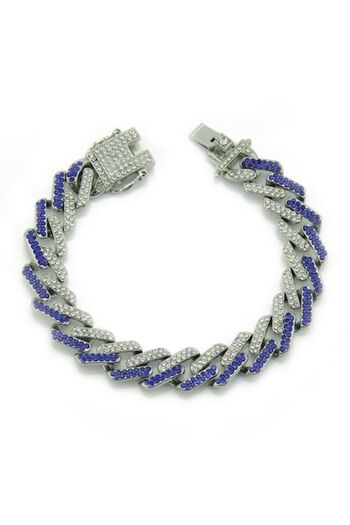 xUPING Bratara Cuban Chain culoare dubla, placat cu aur 18K, pietre zirconiu
