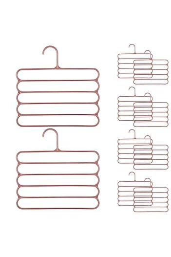 Evelise Set of 20 Plastic Hangers, 5 Positions, For Trousers, Skirts or Ties, 31 x 31 cm, Brown