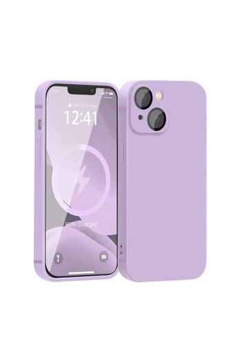 OEM Husă iPhone 13 din silicon catifelat cu interior din microfibră și protecție pentru cameră - Purple Lila