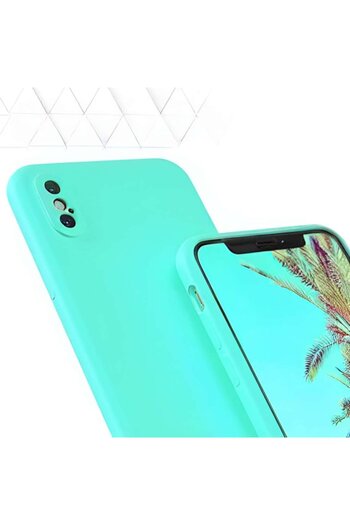 OEM Compatible iPhone XS MAX case made of velvety silicone with camera protection Turquoise