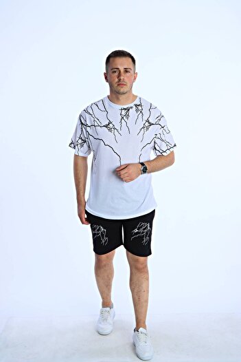 eg38 Lightning Printed Shorts Set White