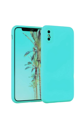 OEM Compatible iPhone XS MAX case made of velvety silicone with camera protection Turquoise