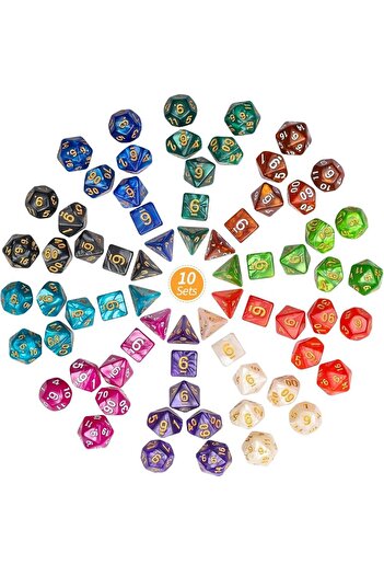 zerzembe DND Frp Zar Seti 7li Set Dnd Zarı Dungeons And Dragons Masaüstü Oyun Zarı KESE HEDİYE