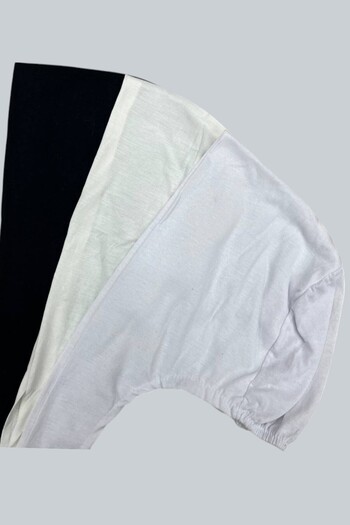 LA SEFA Seamless Lace Hijab Combed Cotton Bonnet 3Pcs - Black-White-Cream