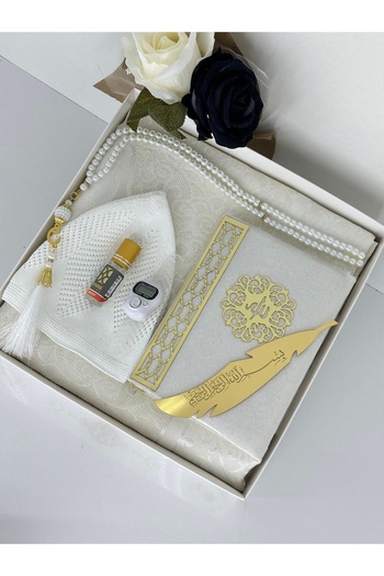 Markapolin Luxury Gift Prayer Mat Set for Men – Yasin Sheriff, Prayer Beads, Skullcap, Essence and Dhikr