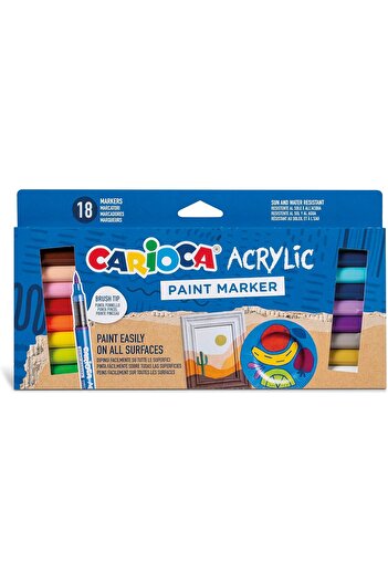 CARIOCA Acrylic Paint Marker Water Based Brush Tip 18 Pack Altintas 1147621