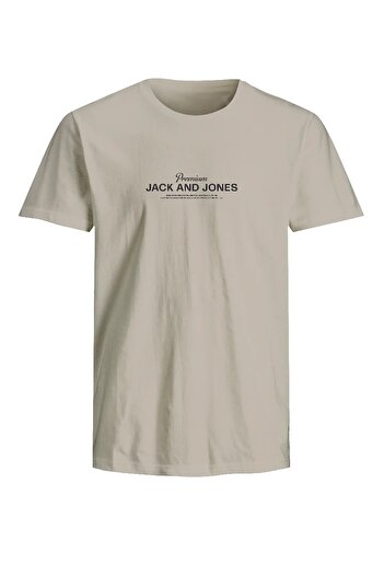 Jack & Jones J&J T-Shirt Men Logo Printed Tee Shirt Beige Premium