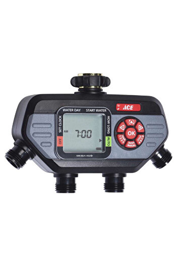 ACE Hydrologic Programmable 4-Zone Digital Water Timer Black and Grey