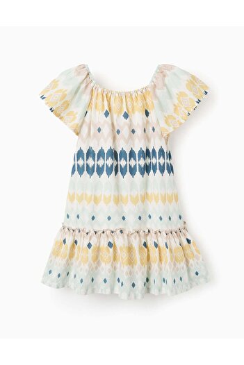 Ziddy Ethnic Pattern Dress for Girls, Multicolour