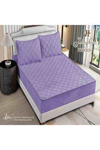 OEM Quilted bed cover and 2 velvet pillowcases 180x200cm, with elastic, topper model