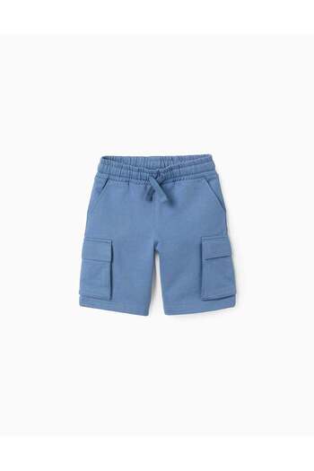 Ziddy Sweat Shorts with Cargo Pockets for Boys, Blue