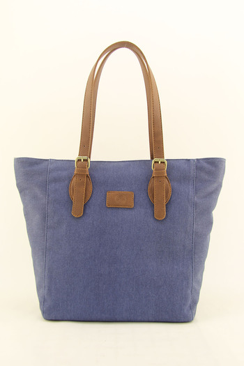 HNB Women's Blue Waterproof Canvas Shoulder Bag