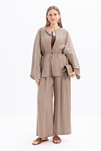 ALLDAY Mink-Waist Elastic Palazzo Modal Trousers