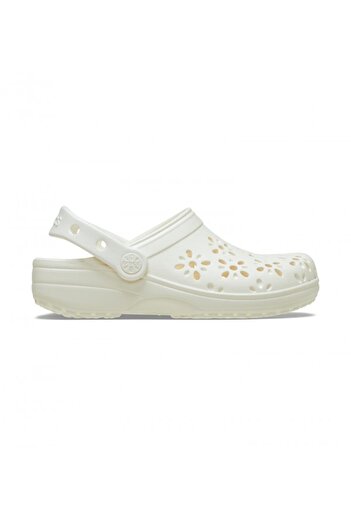 Crocs White Classic Floral Cut Out Clog