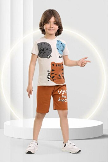 ruhaay Tiger Printed Boy's Short Sleeve Summer Shorts Bottom Top Suit