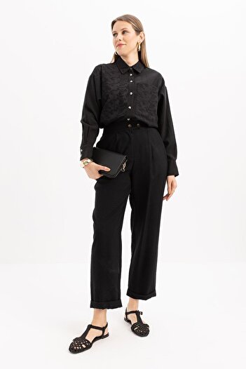 ALLDAY Black-Waist Elastic Pocket Trousers