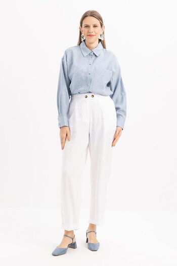 ALLDAY White Elastic Waist Pocket Trousers