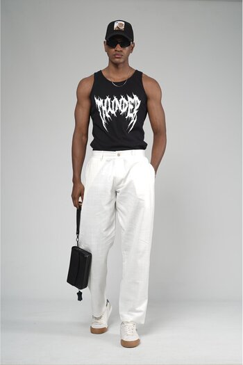 king brich Shalwar Cut Pleated Linen Trousers