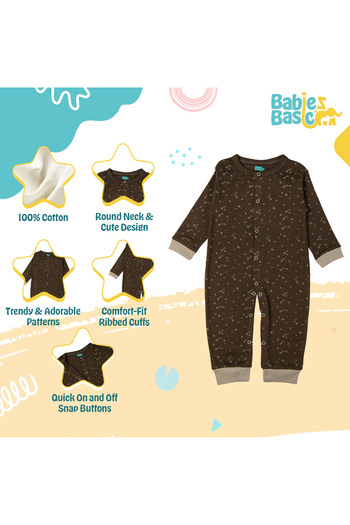 Babies Basic 100% Cotton Printed Long Sleeves Jumpsuit/Romper/Sleepsuit for babies