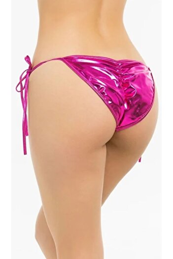 Cicişim Pink Side Tie Leather Look String Thong
