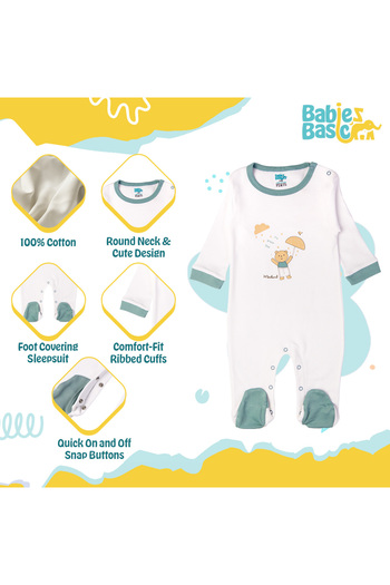 Babies Basic 100% Cotton Printed Long Sleeves Jumpsuit/Romper/Sleepsuit for babies