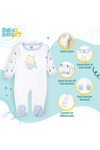 Babies Basic 100% Cotton Printed Long Sleeves Jumpsuit/Romper/Sleepsuit for babies