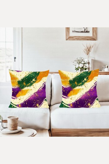 on the clouds Gold Detailed Colorful Combination Hidden Zippered Throw Pillow Cover Sofa Pillow Case Set (2Pcs)