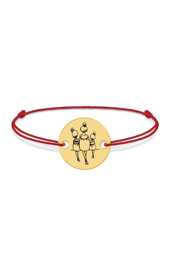 BijuBOX Brățară personalizată Mama și fetițe, snur roșu, argint 925 placat cu aur 24K - Felicia