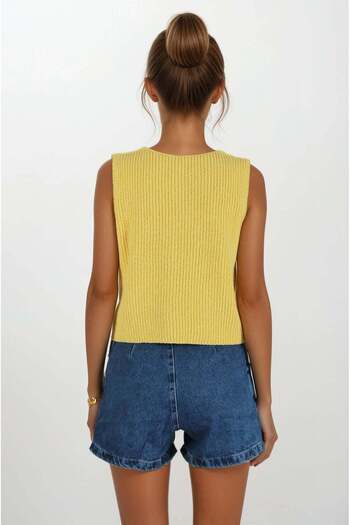 FABB Yellow Zero Sleeve Knitwear Vest
