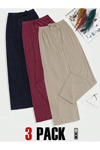 Asel 3-Piece Women's Lycra Comfortable Pants & Sweatpants, Casual Comfortable Home Wear Pajamas