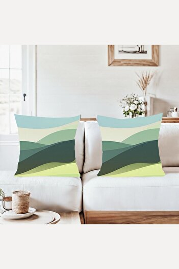 on the clouds Turquoise Green Modern Combination Hidden Zippered Throw Pillow Cover Sofa Pillow Cover Set (2Pcs)