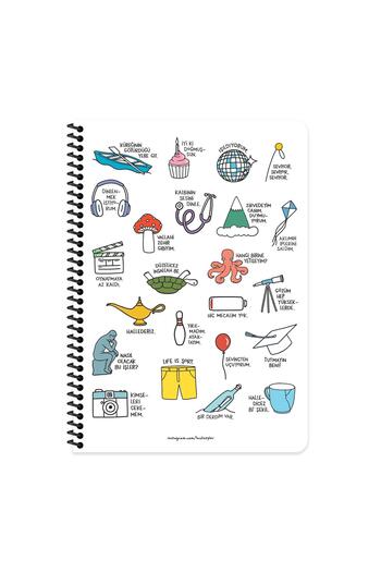 Keskin Colors Hisli Şeyler A4 Lined Spiral Notebook with Stickers Did We Come to Sit?