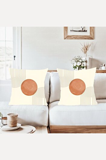 on the clouds Bohemian White Background Orange Circle Combination Hidden Zipper Throw Pillow Cover Pillow Case Set (2Pcs)