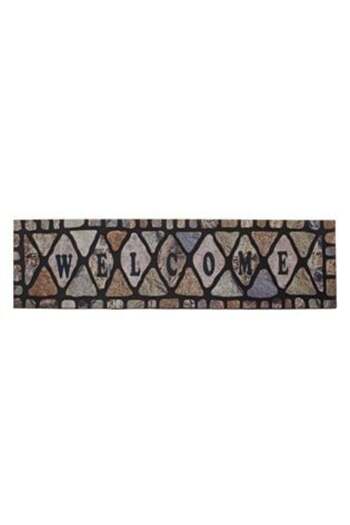 OEM Entrance Mat Step Black with Embossed Stones 'Welcome' 90 x 24 cm