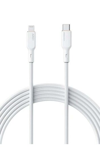 AUKEY Silicone Sync & Charge MFI Cable USB-C To Lightning 1M SCL1 White