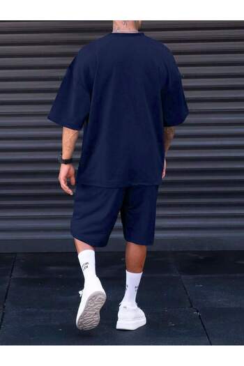 PENTHİLUS Manfinity Home Men's Plus Graphic Logo T-Shirt and Shorts