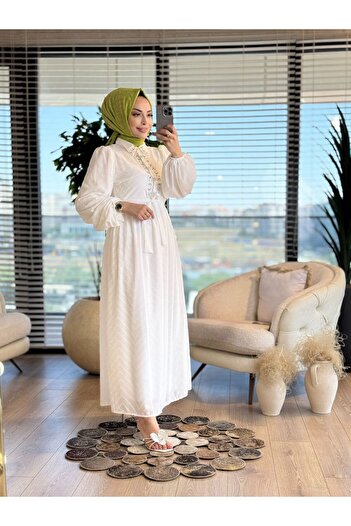 ALANURMODA Patı Stone Embroidered Patterned Dress