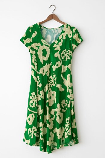 enmodaiçgiyim Women's Patterned Viscose Long Dress – One Size, S-M-L Compatible, 100% Cotton Viscose Fabric