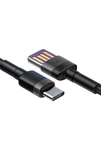 Baseus Data cable Baseus Cafule HW Quick Charging CATKLF-PG1, USB Type-C, 1 m, 40 W, 5 A (Black/Grey)