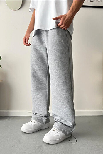 BSBSPOR Summer Baggy Style Sweatpants with Elastic Legs Black Gray Smoked