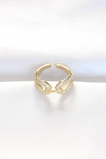 Clariss Gold Color Adjustable Ring with Zircon Stone