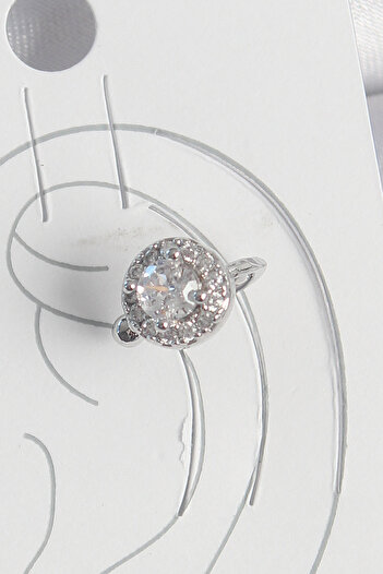 Clariss Brass Silver Color Zircon Stone Women's Cartilage Model Earrings